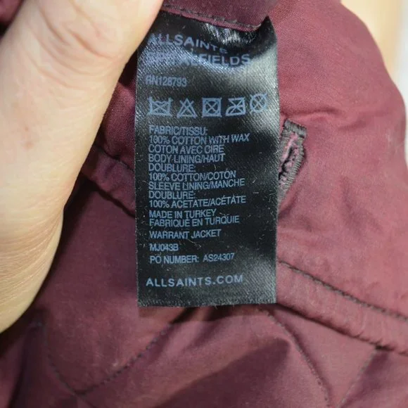Mens All Saints Warrant Jacket size large
